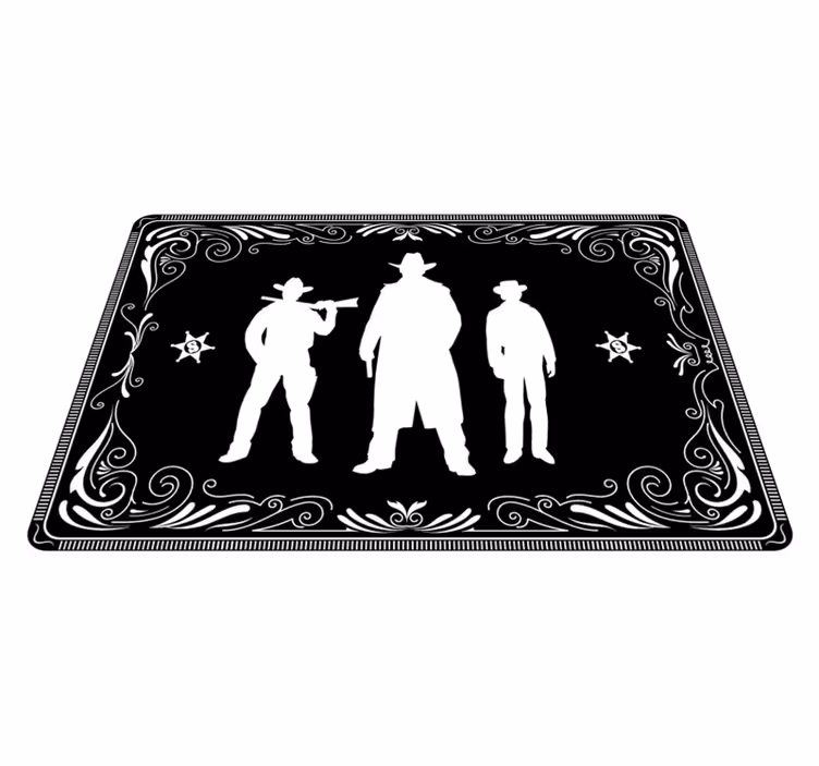 Tischset schwarz Cowboy- und Pferdemuster - TenStickers