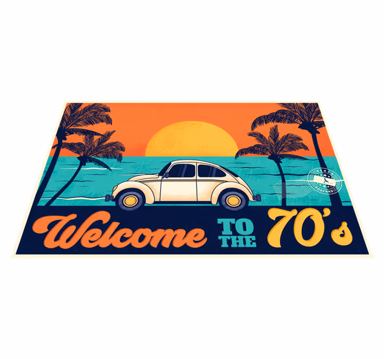 Tischset elegant retro strandmotiv der 70er jahre - TenStickers