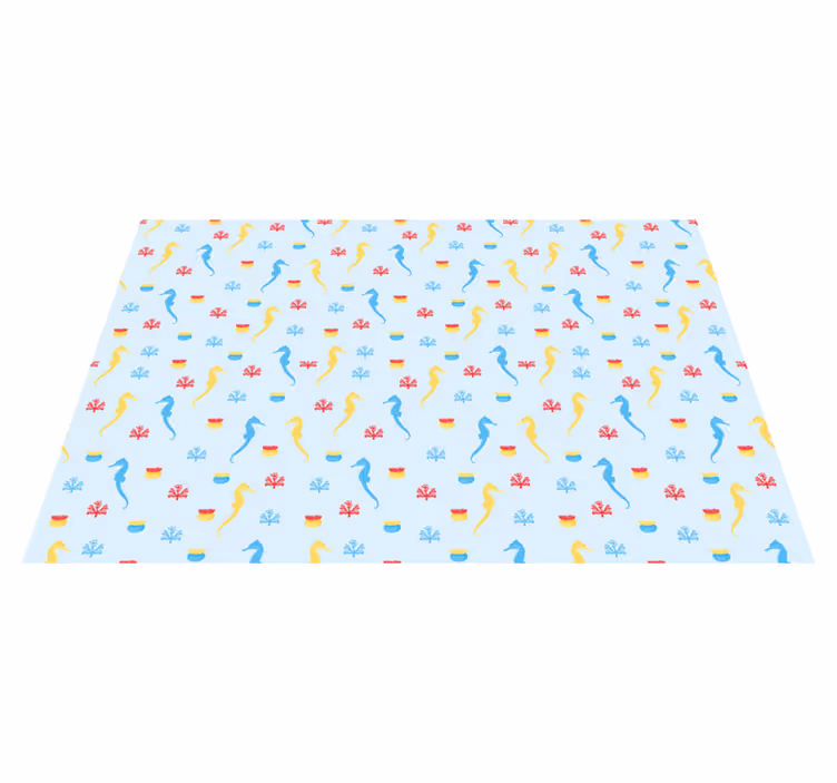 Tischset blau Seepferdchen und koralle - TenStickers