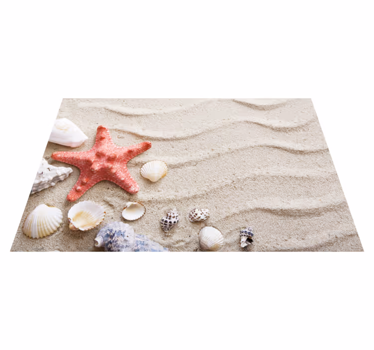 Tischset Meerestiere Seesterne und muscheln auf sand - TenStickers