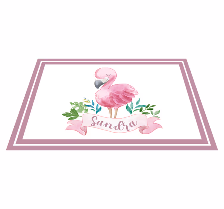Tischset mit namen flamingo mit schleife - TenStickers