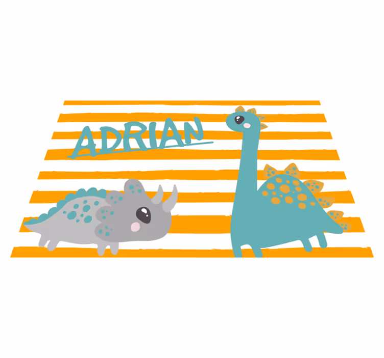 Tischset mit Namen Dinosaurier blau und orange - TenStickers