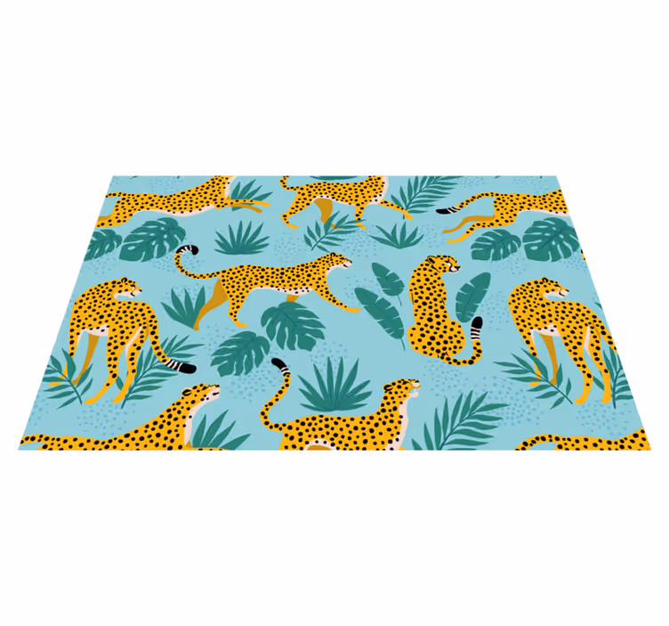 Tischsets originell mit leopardenmustern und grünen blättern - TenStickers
