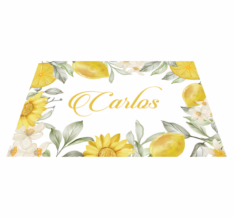 Tischset mit namen zitronenblumenarrangement - TenStickers