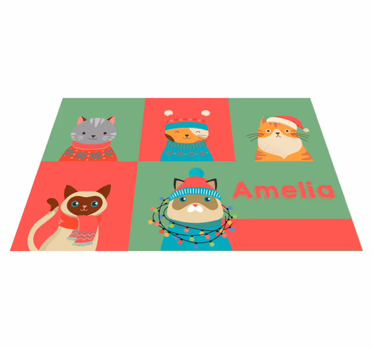 Tischset kinder mit süßen cartoon-katzen - TenStickers