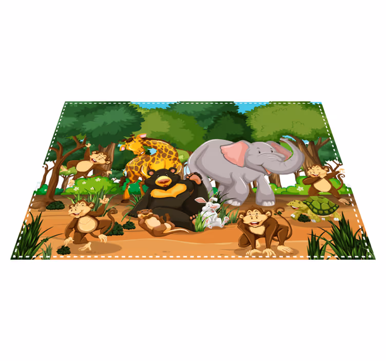 Tischset Kinder Gruppe wildes Tier - TenStickers