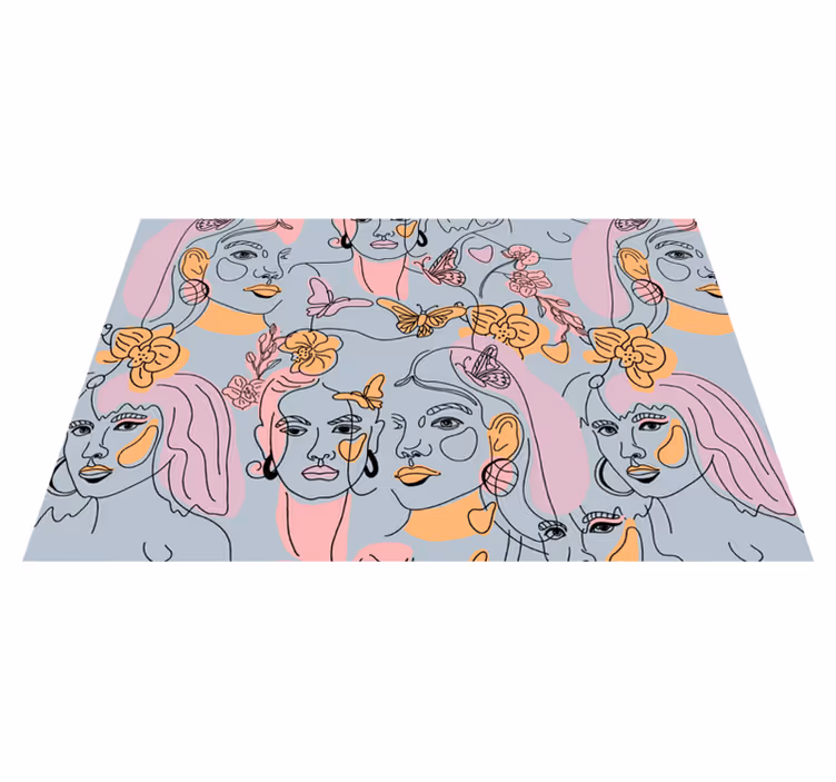 Tischsets originell mit stilisierten gesichtsmustern - TenStickers