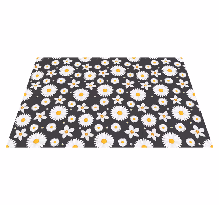 Tischset modern Gänseblümchen auf schwarzem Hintergrund - TenStickers