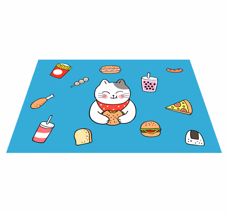 Tischset kinder süße katze beim essen - TenStickers