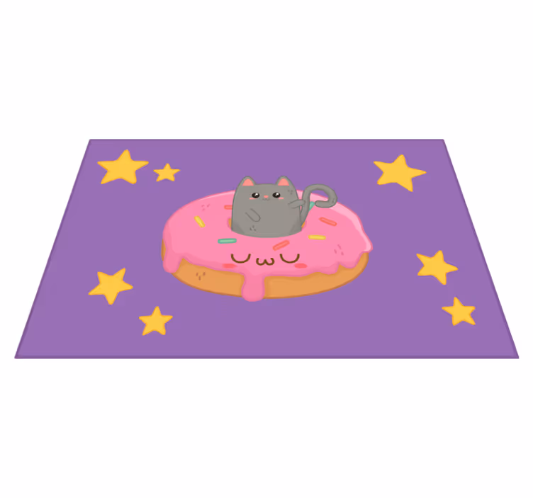 Tischset kinder mit süßem katzen-donut - TenStickers