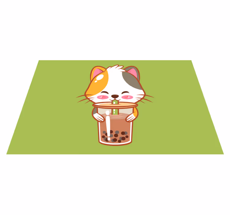 Tischset kinder süße katze getränk - TenStickers