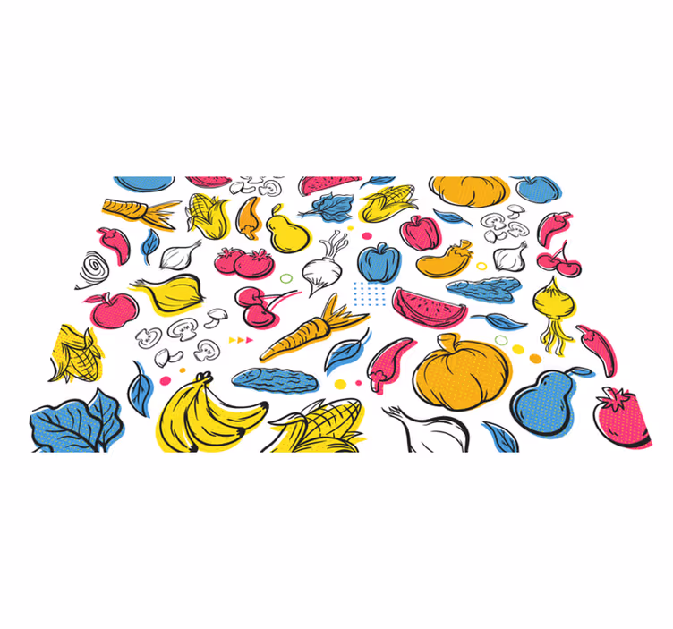 Tischsets originell mit bunten gemüse-mustern - TenStickers