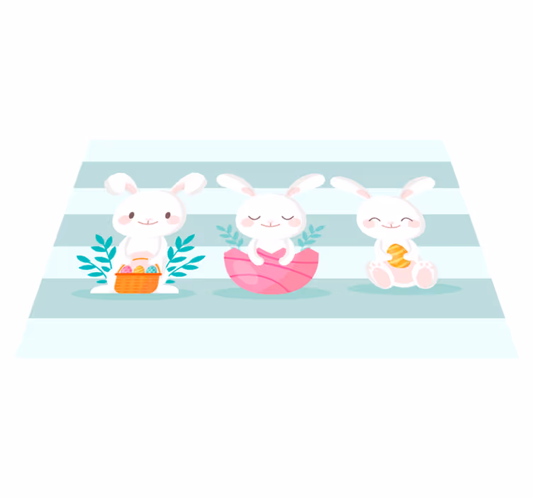 Tischset kinder mit niedlichen hasenfiguren - TenStickers