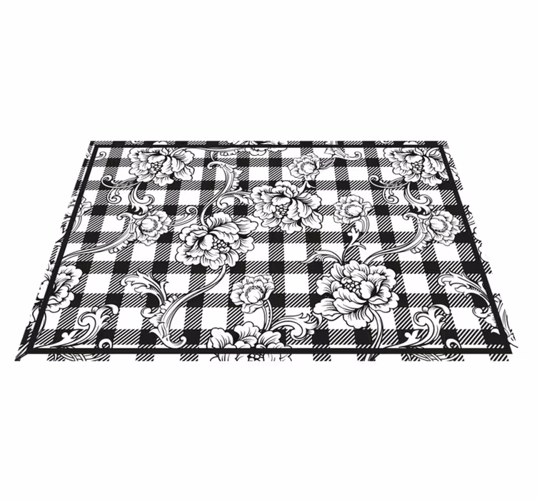 Tischsets originell mit floralem karomuster - TenStickers