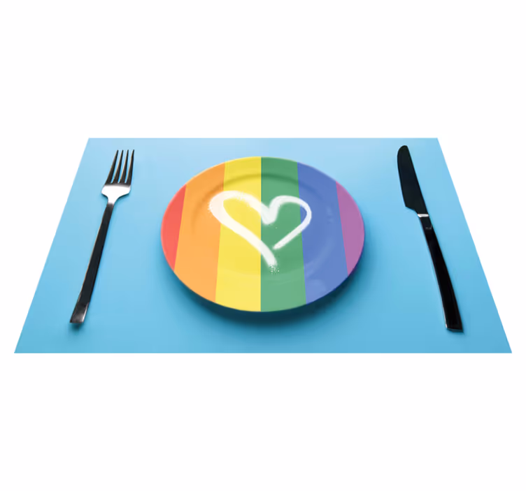 Tischset modern Regenbogenherzteller mit besteck - TenStickers