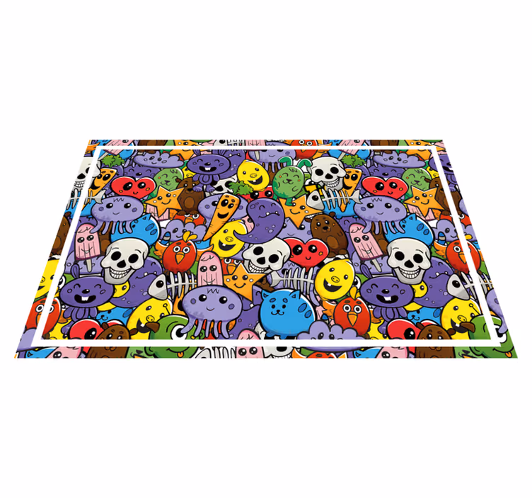 Tischset kinder mit bunten cartoonfiguren - TenStickers