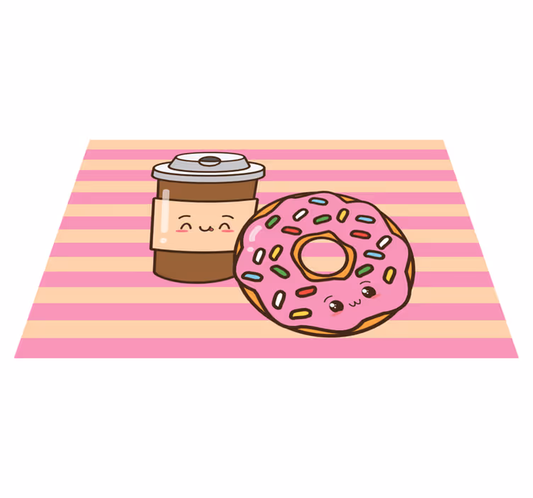 Tischset kinder süße kaffeetasse donut - TenStickers