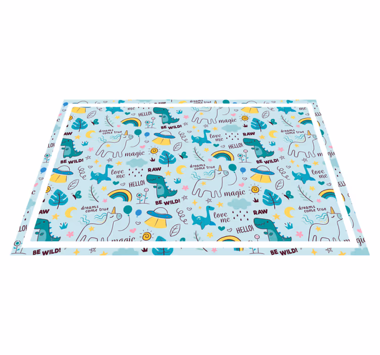 Tischset kinder bunte dino fantasie - TenStickers