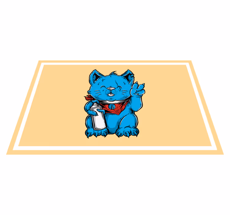 Tischset kinder fröhliche blaue katze - TenStickers