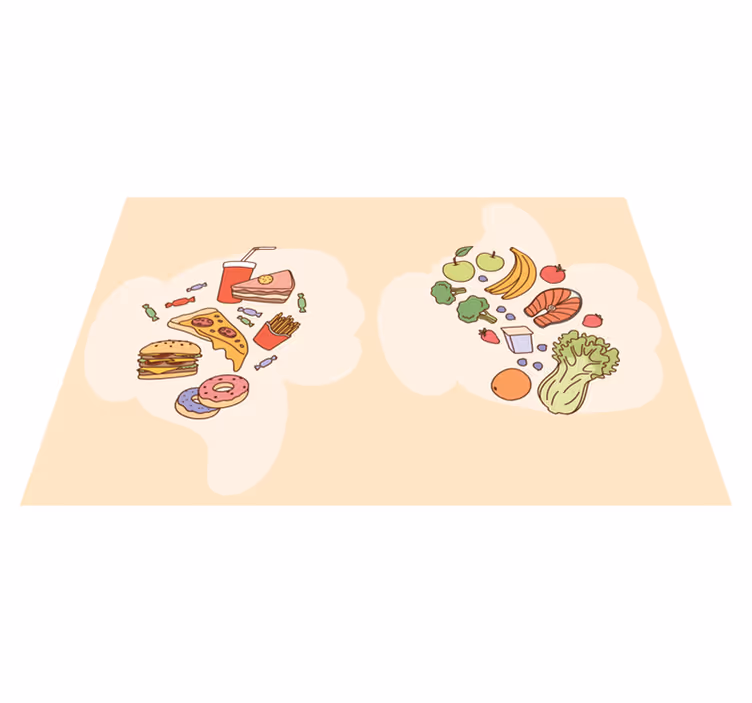 Tischset Kinder Gesundes und junkfood - TenStickers