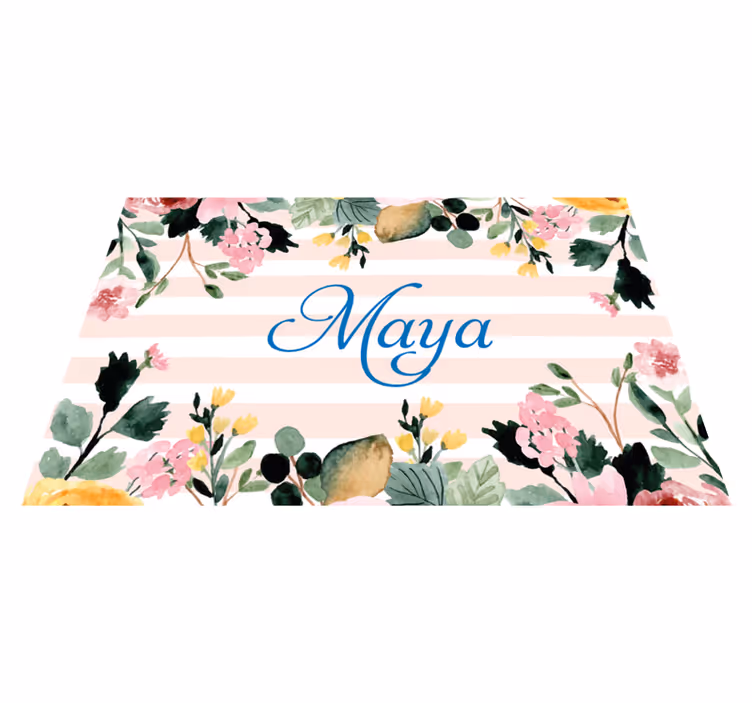 Tischset mit namen florale personalisierung - TenStickers