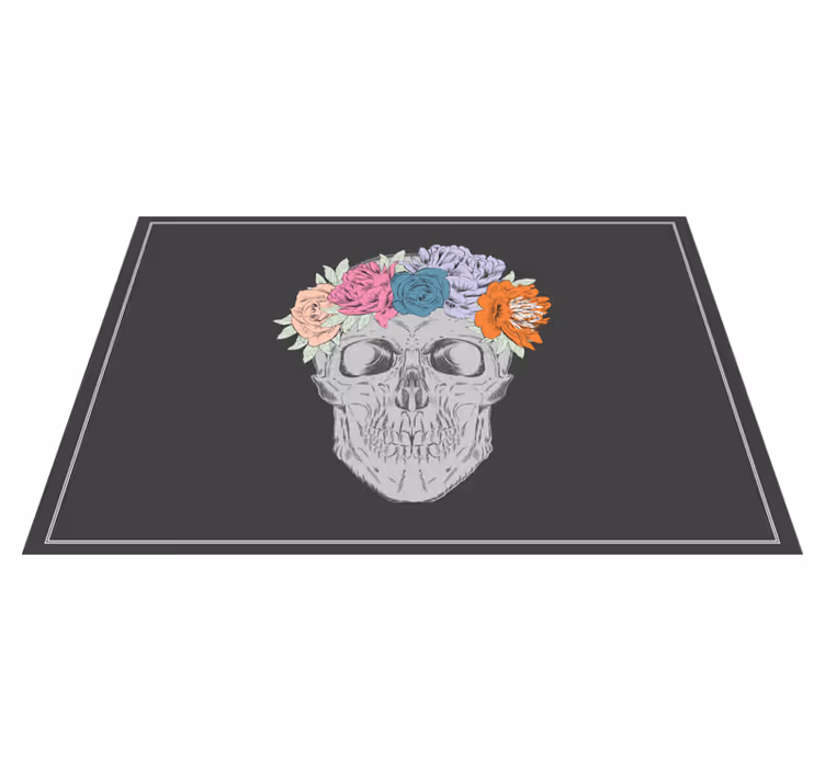 Tischsets originell mit totenkopf blumenkronen - TenStickers