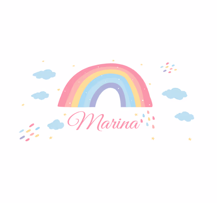 Tischset mit Namen Süßer regenbogen und wolke in pastell - TenStickers