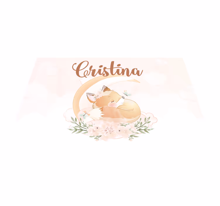Tischset mit namen süße fuchsillustration - TenStickers