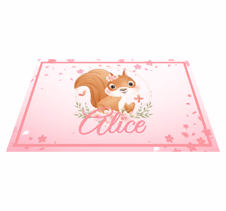 Tischset Kinder Süßes eichhörnchen für mädchen mit Namen - TenStickers