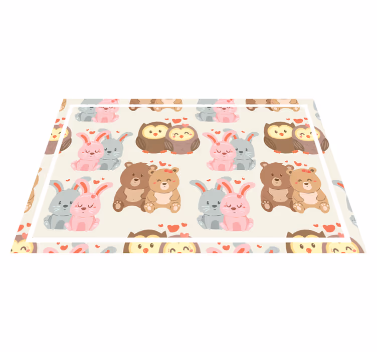 Tischset kinder mit niedlichen tierpaaren - TenStickers