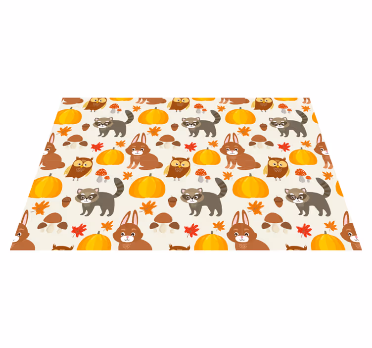 Tischset Kinder Waschbär eule kaninchen kürbis - TenStickers