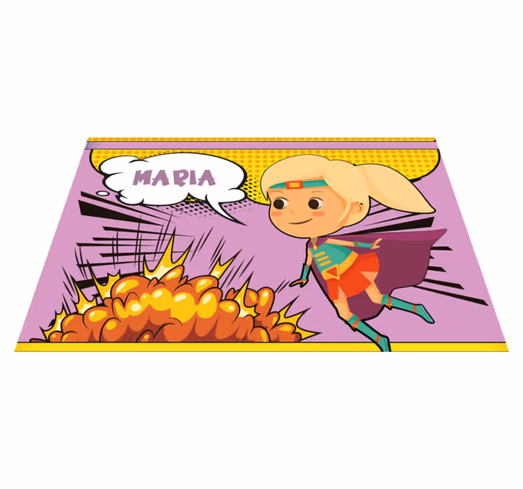 Tischset mit Namen comic-Superheldin - TenStickers