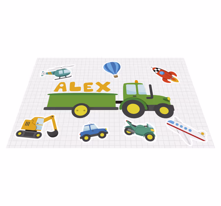Tischset mit Namen andere Cartoon-TransportmittelAndere Cartoon-T - TenStickers