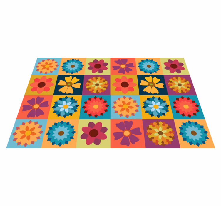 Tischset modern farbige blumenfliesen - TenStickers