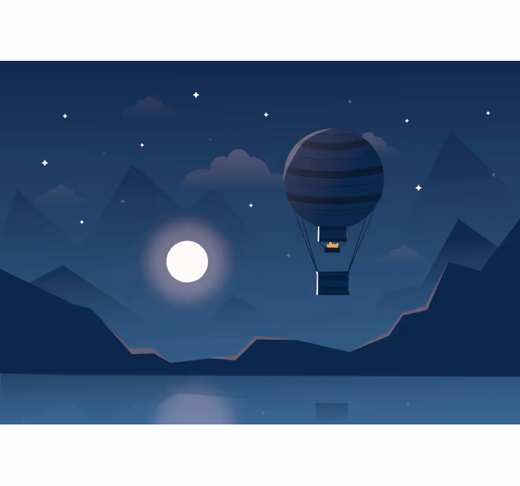 Fototapete Landschaft nächtliches ballonabenteuer - TenStickers