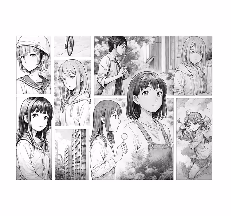 Fototapete Jugendzimmer schwarz-weiß-manga - TenStickers