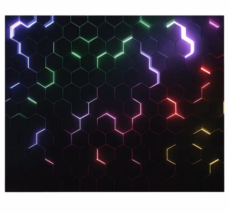 Fototapete Jugendzimmer neon 3d sechsecke - TenStickers