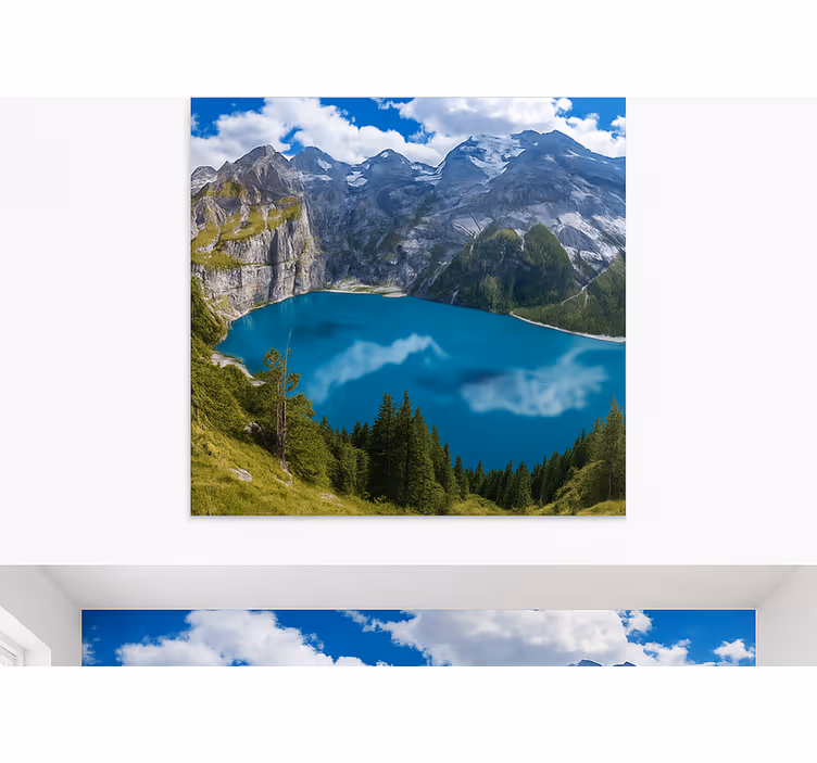 Fototapete Berge goldene untergehende Sonne über Bergen - TenStickers