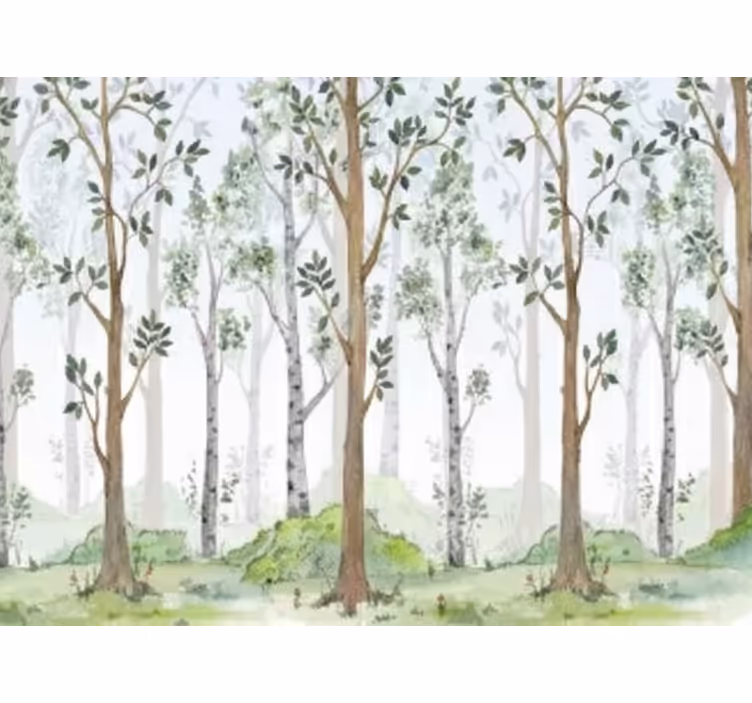 Fototapete wald im minimalistischen botanischen stil - TenStickers