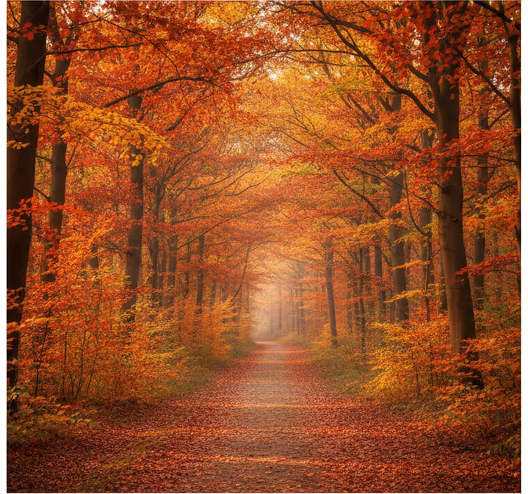 Fototapete wald herbstlicher baumweg - TenStickers