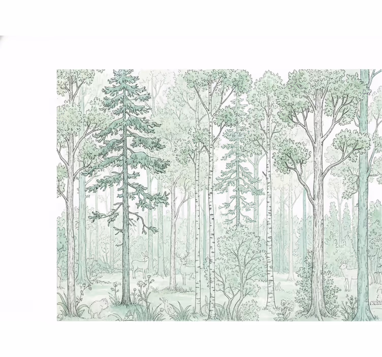 Fototapete wald mint waldskizze - TenStickers