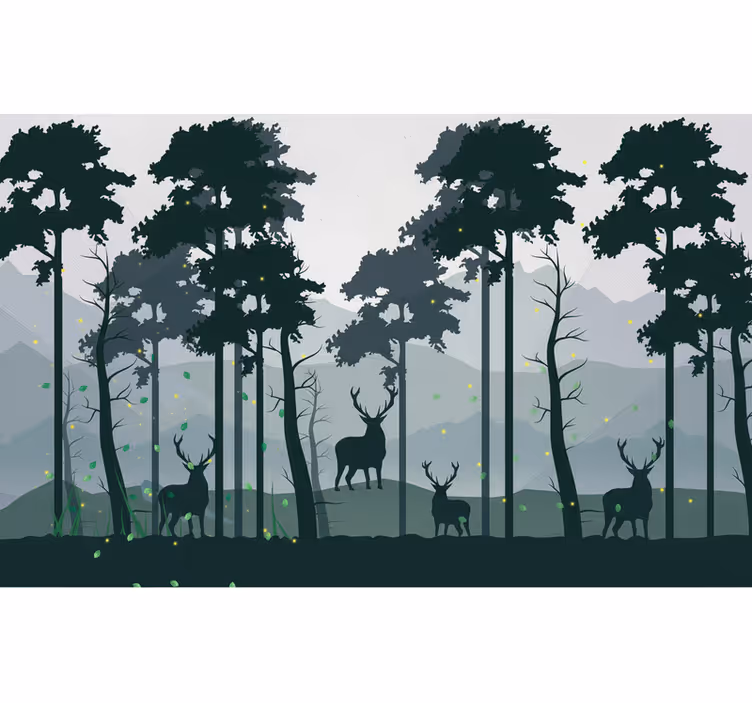 Fototapete wald silhouette wald skandi - TenStickers