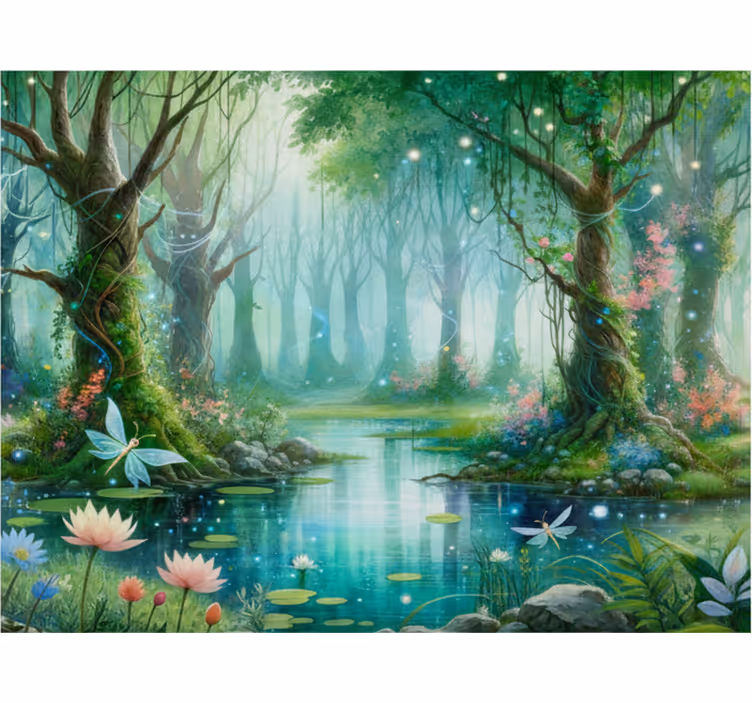 Fototapete wald mit verspieltem feenmotiv - TenStickers