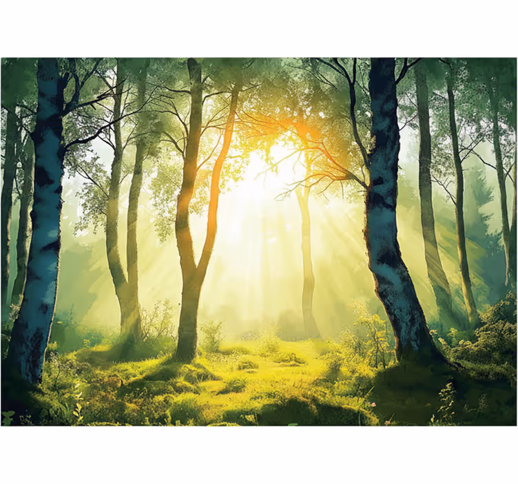 Fototapete wald sonnenverwöhnte birke - TenStickers