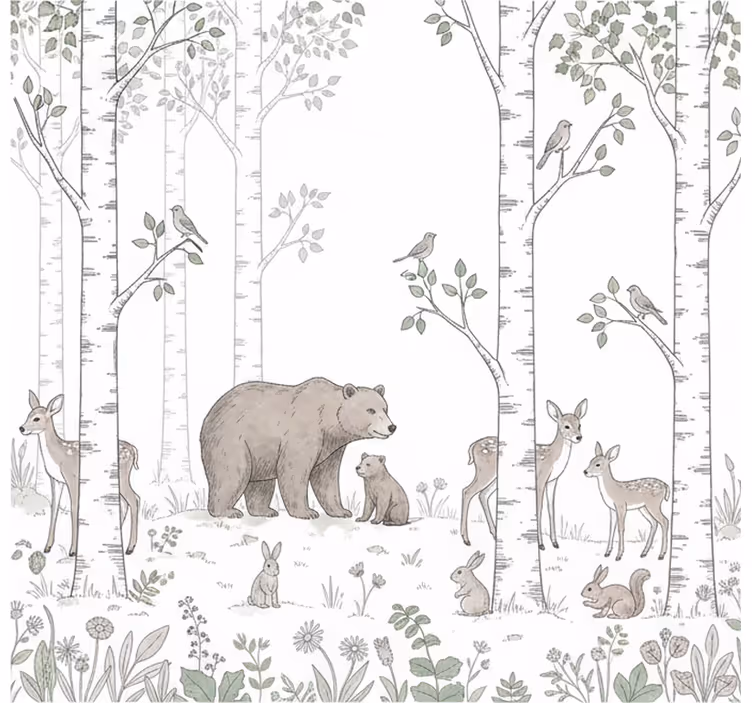 Fototapete wald verspielte waldskizze - TenStickers