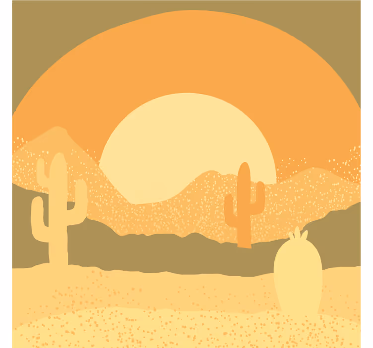Fototapete wüste sonnenuntergang und kaktus-silhouette - TenStickers