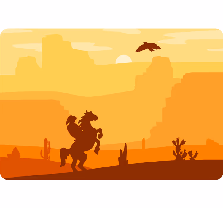 Fototapete wüste cowboy landschaft laptop - TenStickers