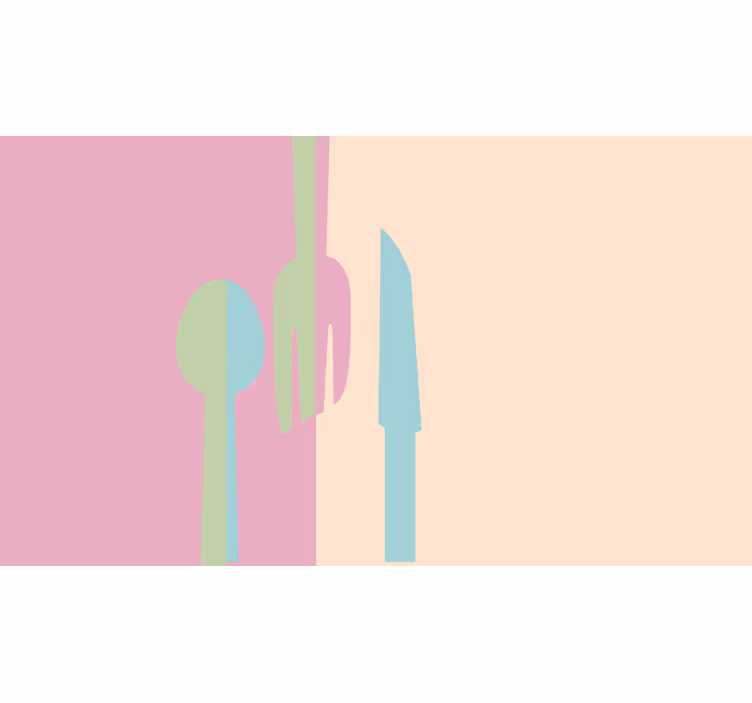 Fototapete küche mit pastellfarben utensilien - TenStickers