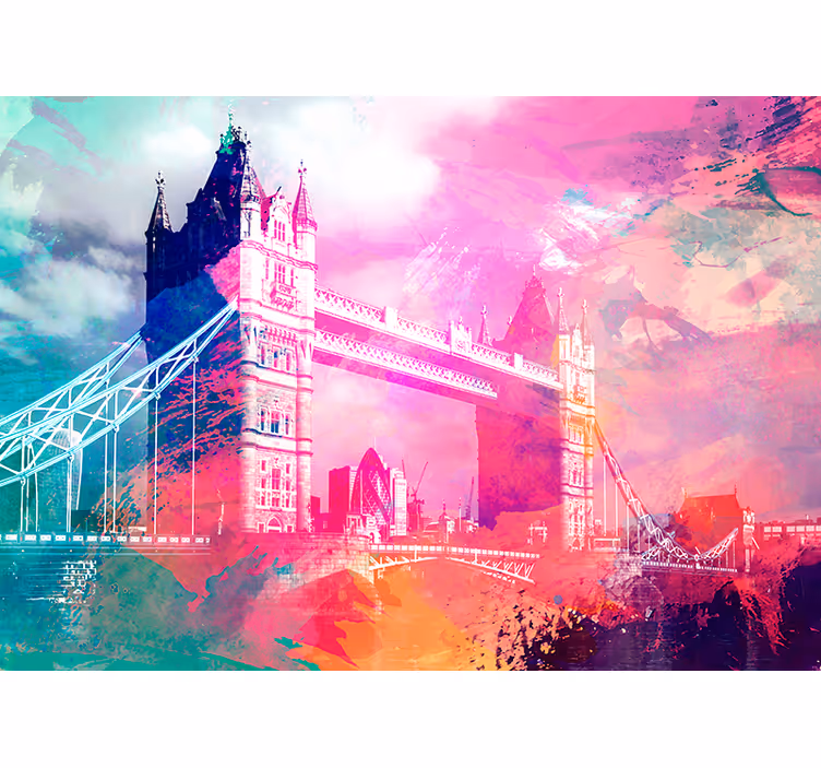 Fototapete London bunte brückensilhouette - TenStickers