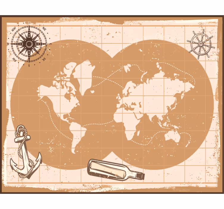 Fototapete beige mit stilvollem weltkarten mauspad - TenStickers